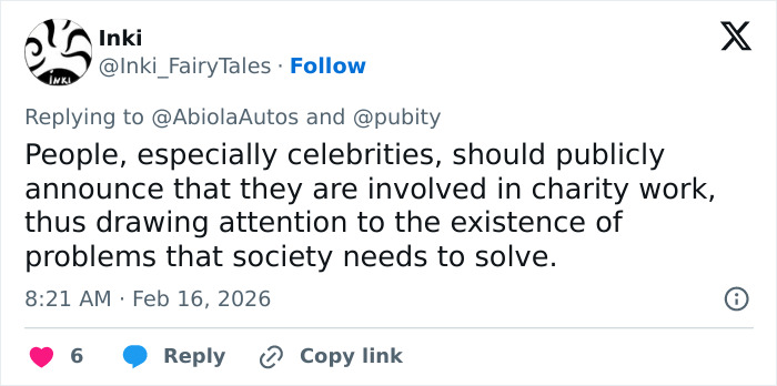 Tweet discussing the role of celebrities in charity work amid The Big Bang Theory star Kunal Nayyar&rsquo;s GoFundMe revelation.