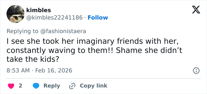 Tweet criticizing Meghan Markle’s behavior, mentioning imaginary friends and children, related to Prince Harry's body language. Tweet criticizing Meghan Markle’s behavior, mentioning imaginary friends and children, related to Prince Harry's body language.
