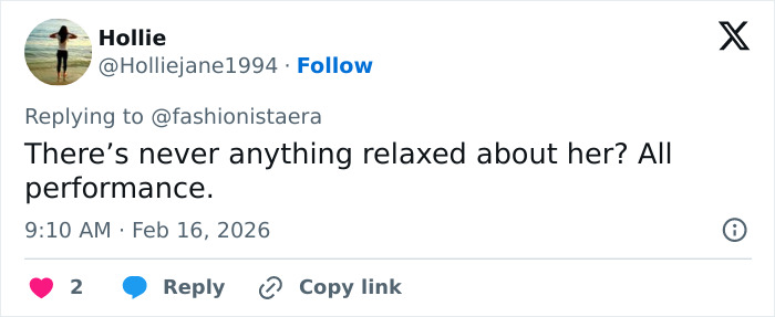 Tweet by Hollie commenting on performance and body language, related to Prince Harry and Meghan Markle at NBA All-Star Game event. Tweet by Hollie commenting on performance and body language, related to Prince Harry and Meghan Markle at NBA All-Star Game event.