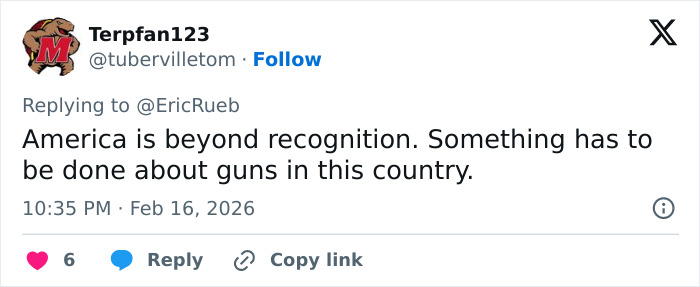 Screenshot of a social media post discussing gun control, related to transgender mom Roberta Esposito's posts before Rhode Island hockey tragedy.