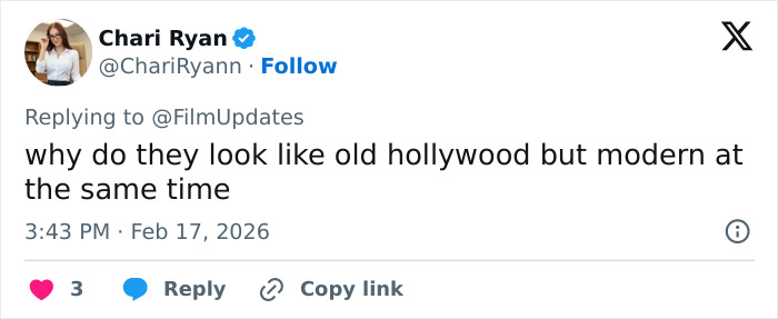 Tweet text discussing Zendaya and Robert Pattinson’s gender-bending photoshoot blending old Hollywood and modern styles.