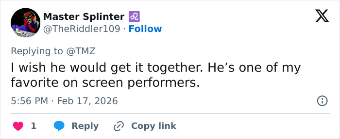 Tweet expressing concern over Shia LaBeouf breaking sobriety and getting arrested amid chaos in New Orleans.