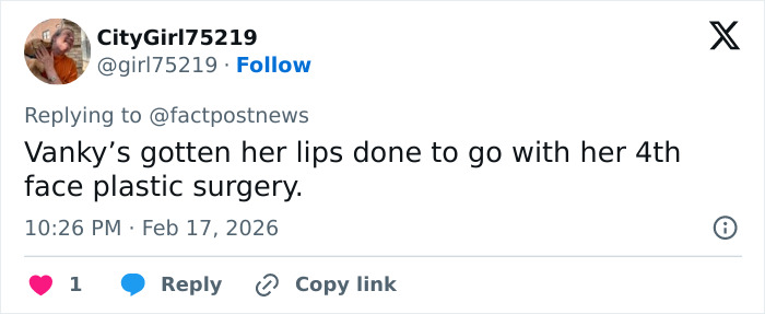 Social media comment discussing Ivanka Trump&rsquo;s transformation and multiple face plastic surgeries after Lunar New Year&rsquo;s post.