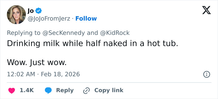Tweet showing reaction to RFK Jr.'s deranged new workout video with Kid Rock sparking wild online responses. Tweet showing reaction to RFK Jr.'s deranged new workout video with Kid Rock sparking wild online responses.