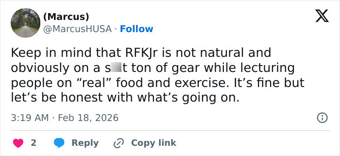 Screenshot of a Twitter post discussing RFK Jr.'s workout video and reactions to his exercise and nutrition claims. Screenshot of a Twitter post discussing RFK Jr.'s workout video and reactions to his exercise and nutrition claims.