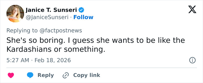 Twitter comment by Janice T. Sunseri criticizing Ivanka Trump's transformation after Lunar New Year post.