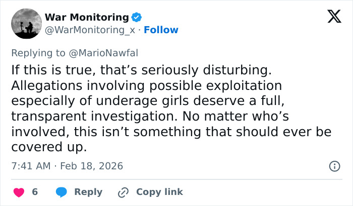 Tweet about disturbing allegations related to possible exploitation involving underage girls linked to Hugh Hefner's legacy.