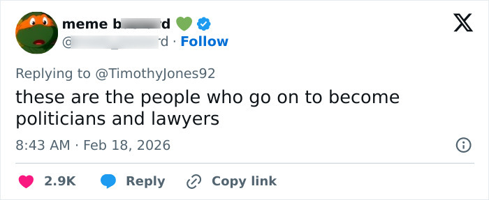 Tweet about people becoming politicians and lawyers, shared in response to a fraternity hazing event interrupted by cops.