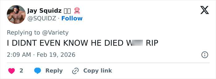 Screenshot of a social media reply expressing shock and confusion about Peter Greene's cause of passing among fans.