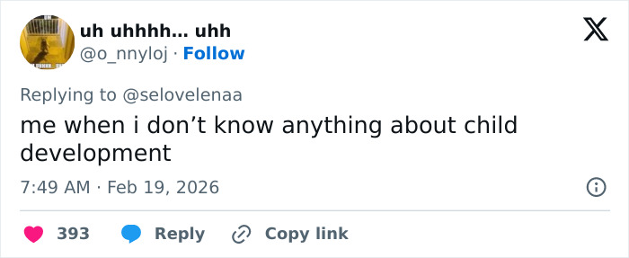 Screenshot of a tweet humorously commenting on lack of knowledge about child development related to pathological liar claims.