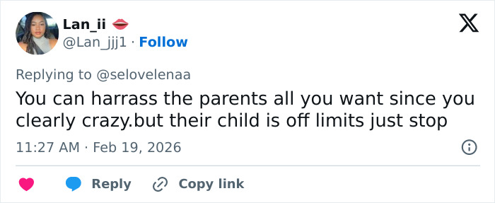 Screenshot of a tweet defending a toddler son and mentioning harassment related to a pathological liar claim.