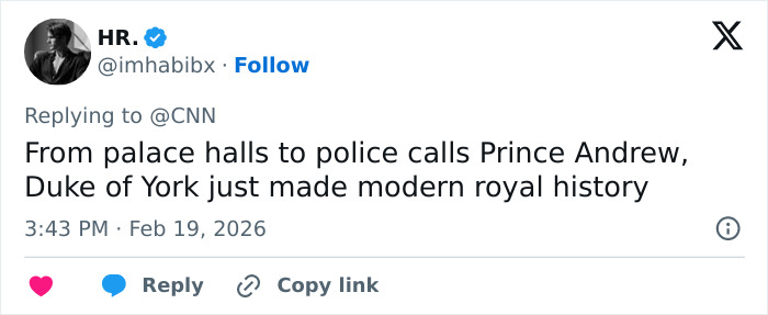 Tweet discussing Prince Andrew’s police call and its impact on modern royal history related to King Charles. Tweet discussing Prince Andrew’s police call and its impact on modern royal history related to King Charles.