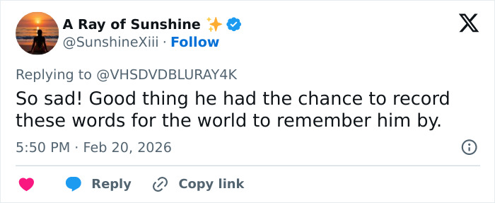 Screenshot of a tweet about Eric Dane recording heartbreaking last words for his teenage daughters before his passing.