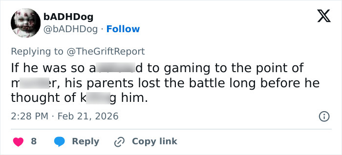 Screenshot of a Twitter reply discussing a heartbroken mom of 11-year-old accused in adoptive father’s slaying.