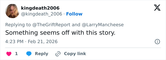Screenshot of a tweet expressing doubt about a story involving a heartbroken mom of 11-year-old accused in adoptive father’s slaying.
