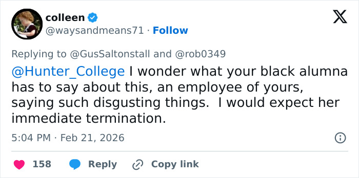 Tweet expressing outrage over a teacher’s abhorrent hot-mic moment with calls for immediate termination.