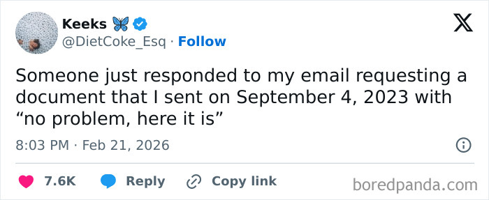 Screenshot of a humorous X post showing a witty email response, part of chaotic and hilarious posts collection.