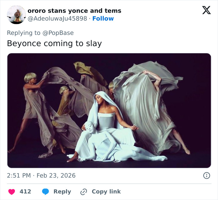 Beyonce posing with dancers in flowing dresses, illustrating Met Gala 2026 dress code controversy and underwhelming reactions.