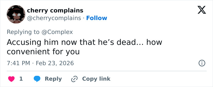 Twitter reply criticizing claims of bullying against Eric Dane after his passing, related to Grey's Anatomy actress dispute.