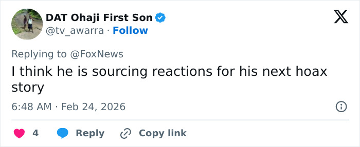 Tweet by DAT Ohaji First Son criticizing Stephen King’s false claim about Donald Trump, posted on Twitter in 2026.