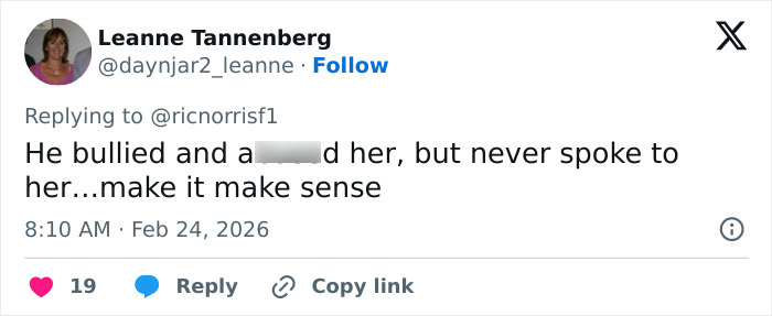 Screenshot of a tweet discussing Grey's Anatomy actress's claim about Eric Dane bullying her brutally.