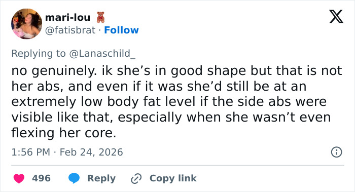 Tweet discussing Sadie Sink’s BAFTA look sparking divided reactions about her ribs and body shape.