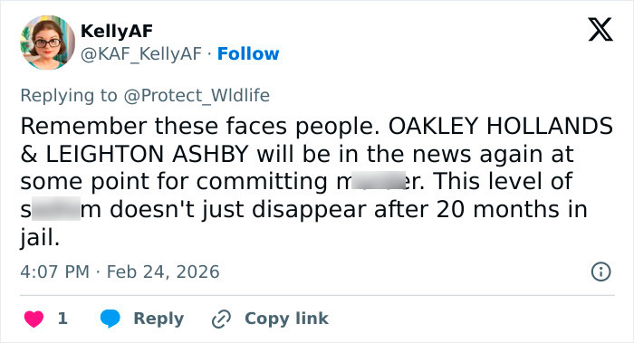 Screenshot of a tweet warning about two students involved in blowing up sheep with fireworks after a violent attack.