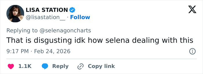 Screenshot of a tweet reacting to Benny Blanco's viral interview about Selena Gomez with fans urging a divorce.