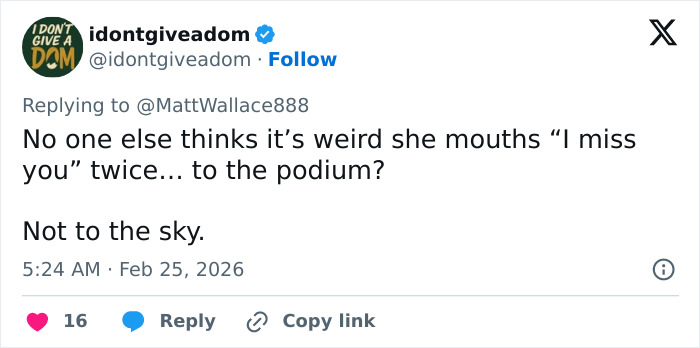 Tweet discussing viewers spotting odd details in Erika Kirk's appearance at the State of the Union, mentioning her mouthing words twice.