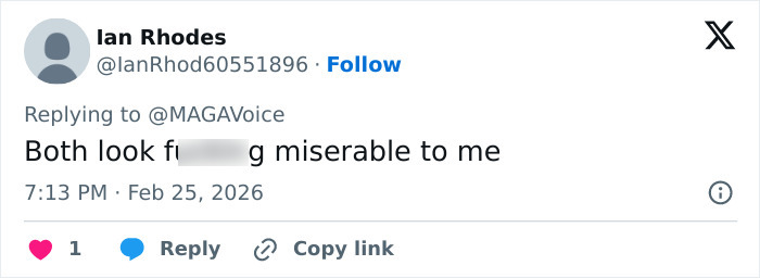 Screenshot of a social media reply referencing a lip reader's claim about rude words Barron told Ivanka during State of the Union.