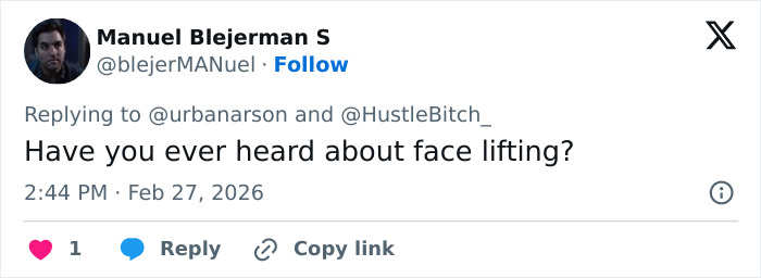 Screenshot of a tweet about face lifting, related to viral Jim Carrey footage fans find seriously off.