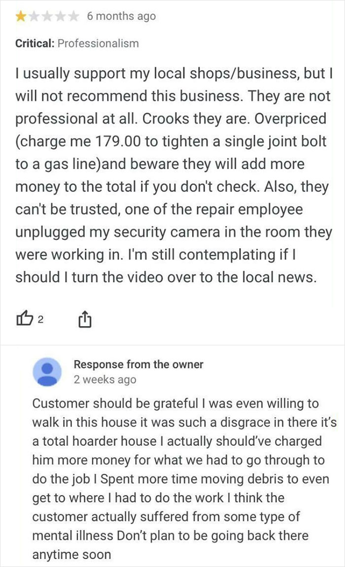 Plumber Freaks Out On Customer And Calls Them A Hoarder