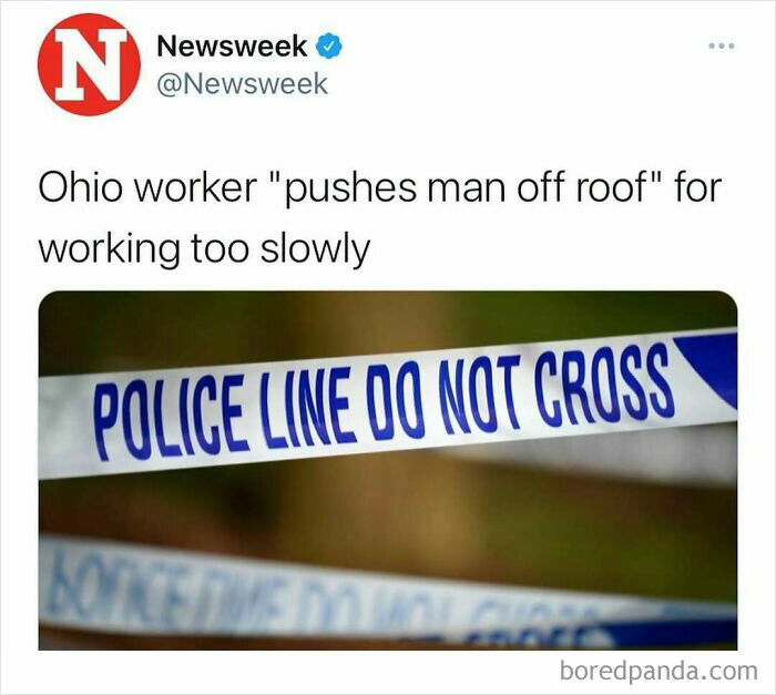 Police line tape in focus with a blurred background illustrating unhinged news headlines in America.