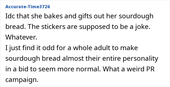 User comment discussing backlash over Taylor Swift's gift to Selena Gomez, mentioning sourdough bread and PR implications.