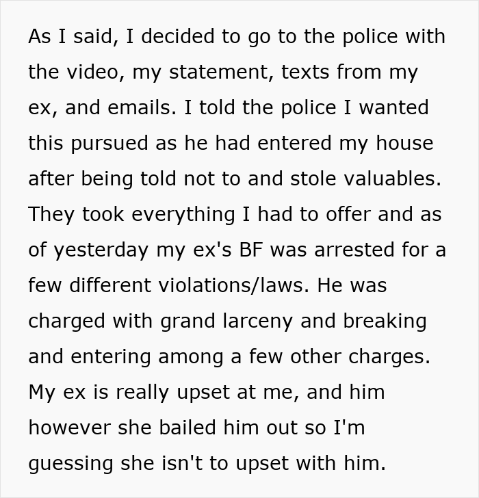 Police report detailing arrest of cheating ex-wife's boyfriend for stealing expensive Lego sets and multiple charges.