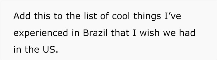 Text saying add this to the list of cool things experienced in Brazil related to dealing with lost children effectively.