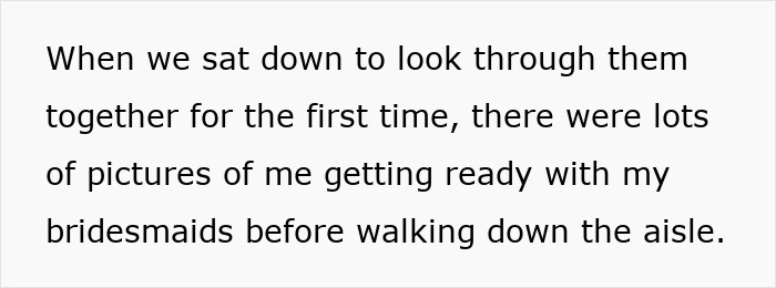 Text about a wife hurt by her husband&rsquo;s reaction to her wedding look while going through photos with bridesmaids.