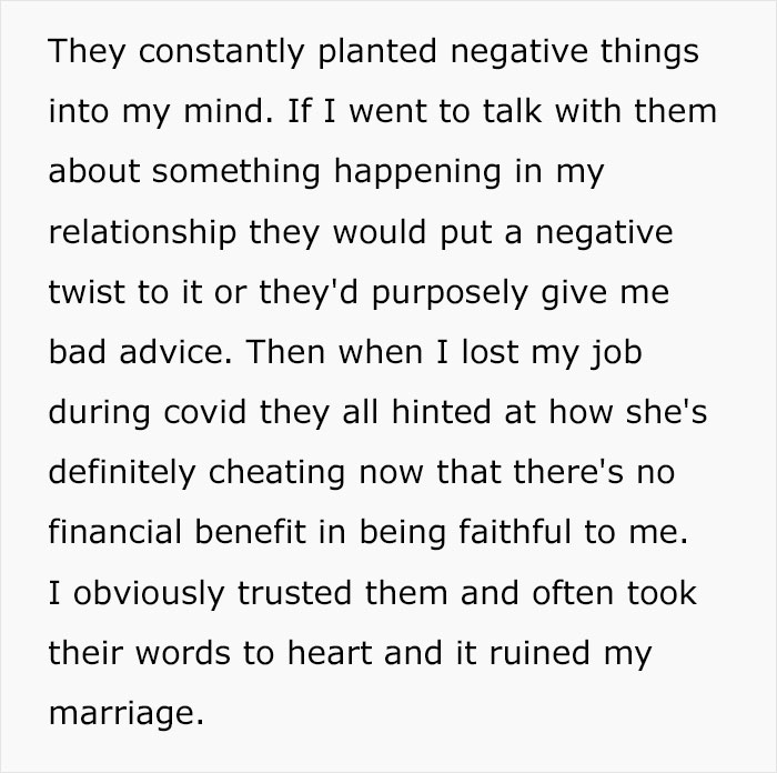 Parentes e amigos do sexo masculino arruínam o casamento de um cara só para ficar com sua ex-mulher e ser cortado de sua vida