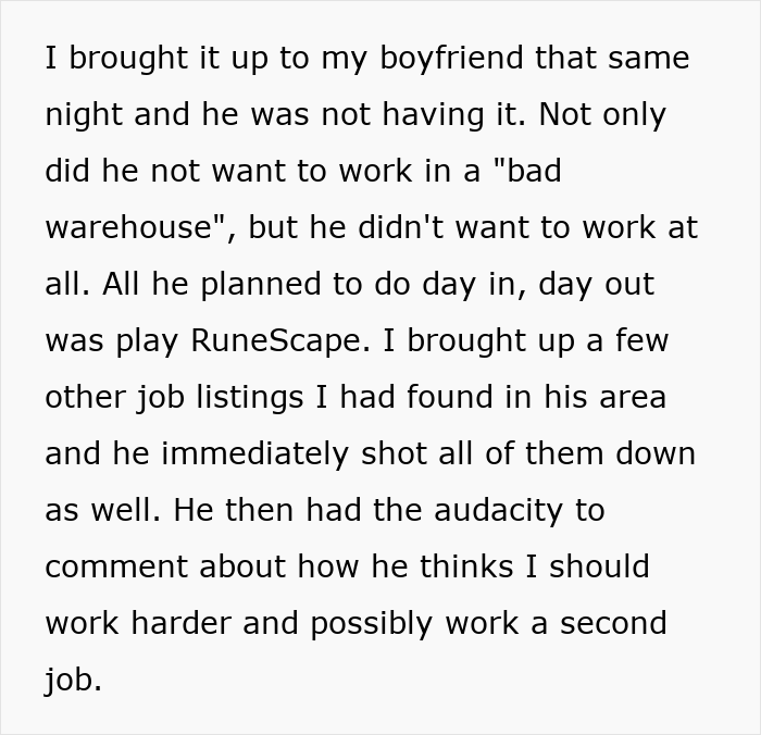 Text excerpt describing a man refusing jobs and choosing to play RuneScape instead of working or improving his situation. - 13