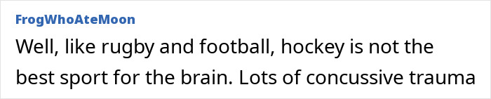 Text post from FrogWhoAteMoon discussing hockey and concussion risks. US Olympics hero Jack Hughes mentioned. Text post from FrogWhoAteMoon discussing hockey and concussion risks. US Olympics hero Jack Hughes mentioned.