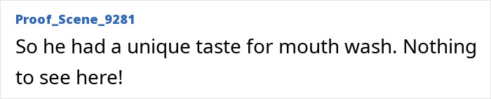 Screenshot of a forum comment discussing a unique taste for mouthwash, related to sulfuric acid purchase for Epstein Island probe.