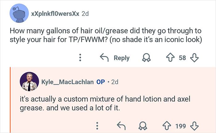 Kyle MacLachlan from Twin Peaks explains the hair styling products used for his iconic character’s look.