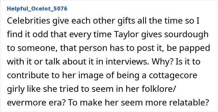 Fan comment on Taylor Swift&rsquo;s gift to Selena Gomez sparking backlash about celebrity gift-giving and image perception.
