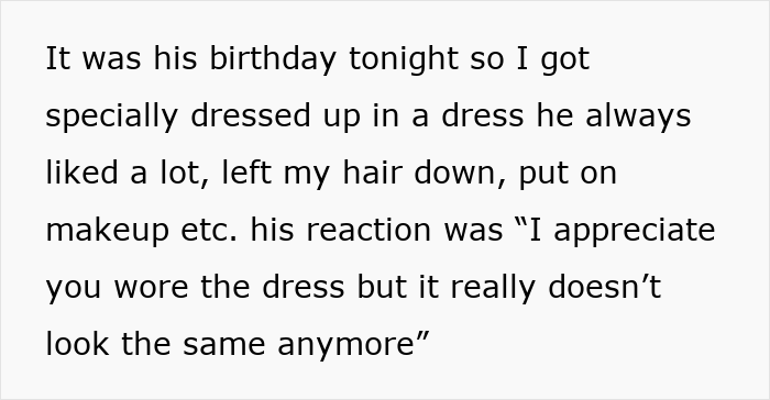 Text post describing a man insulting his wife after childbirth and pressuring her to use prescription meds to lose weight.