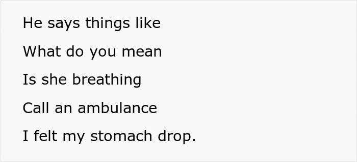 Text showing a tense moment on a first date where a guy fakes an emergency but gets caught.