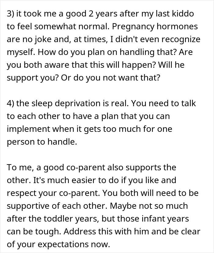 Text excerpt discussing the challenges and support needed in platonic co-parenting of infants with an ex-partner.
