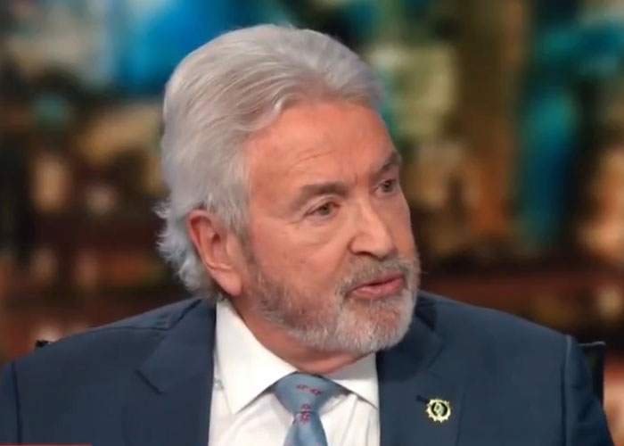 Hostage negotiator with gray hair and beard discussing chilling new theory during a televised interview session.