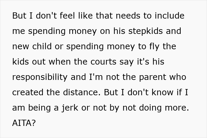 Guy Expects Ex To Spend Loads Of Money Flying Kids Out To Meet His New Fam, Mad When She Says No