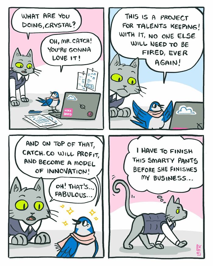 The Bird Office Saga Ends with 60 New Comics By Lark About Birds Working For A Boss Cat