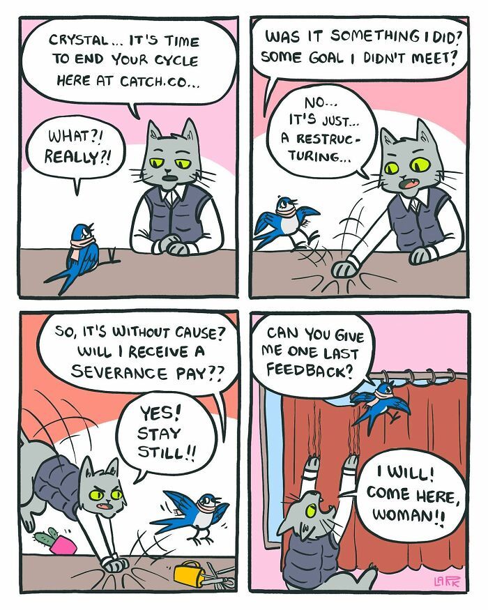 The Bird Office Saga Ends with 60 New Comics By Lark About Birds Working For A Boss Cat